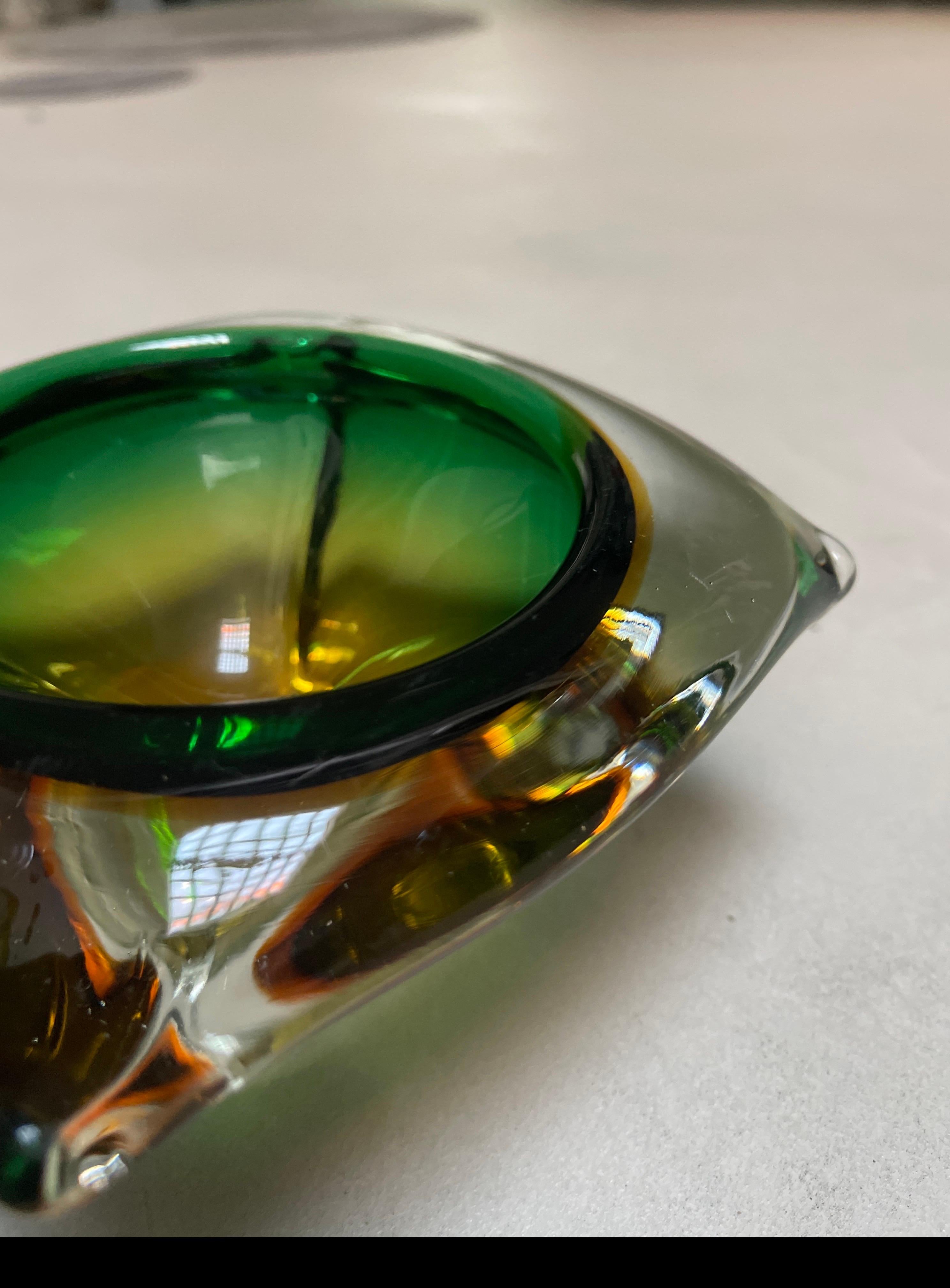 Vintage Italian Glass Aschenbecher, massives 