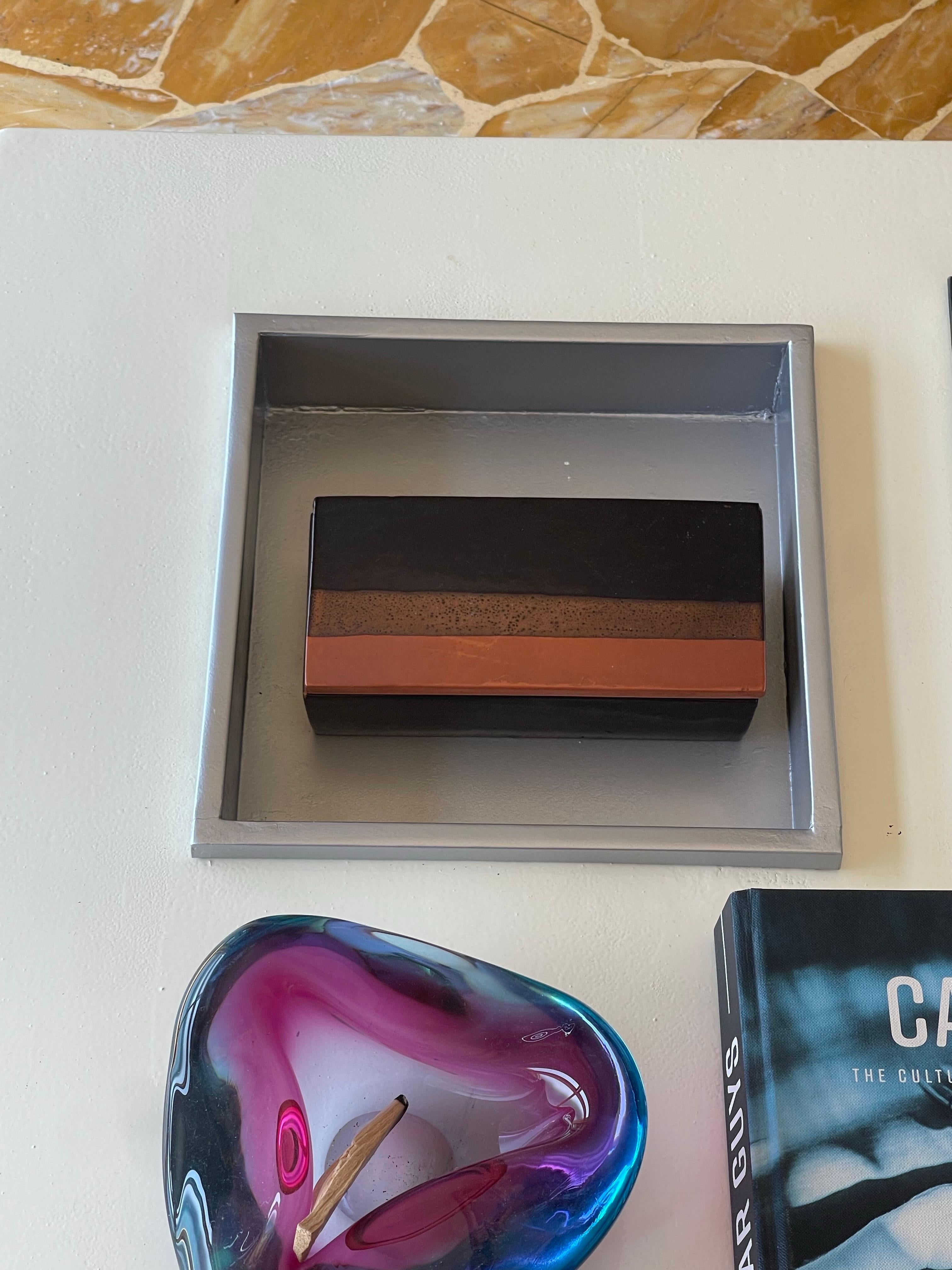 Rara scatola in ceramica Bitossi, arancione e marrone, Made in Italy anni '70 in vendita 4