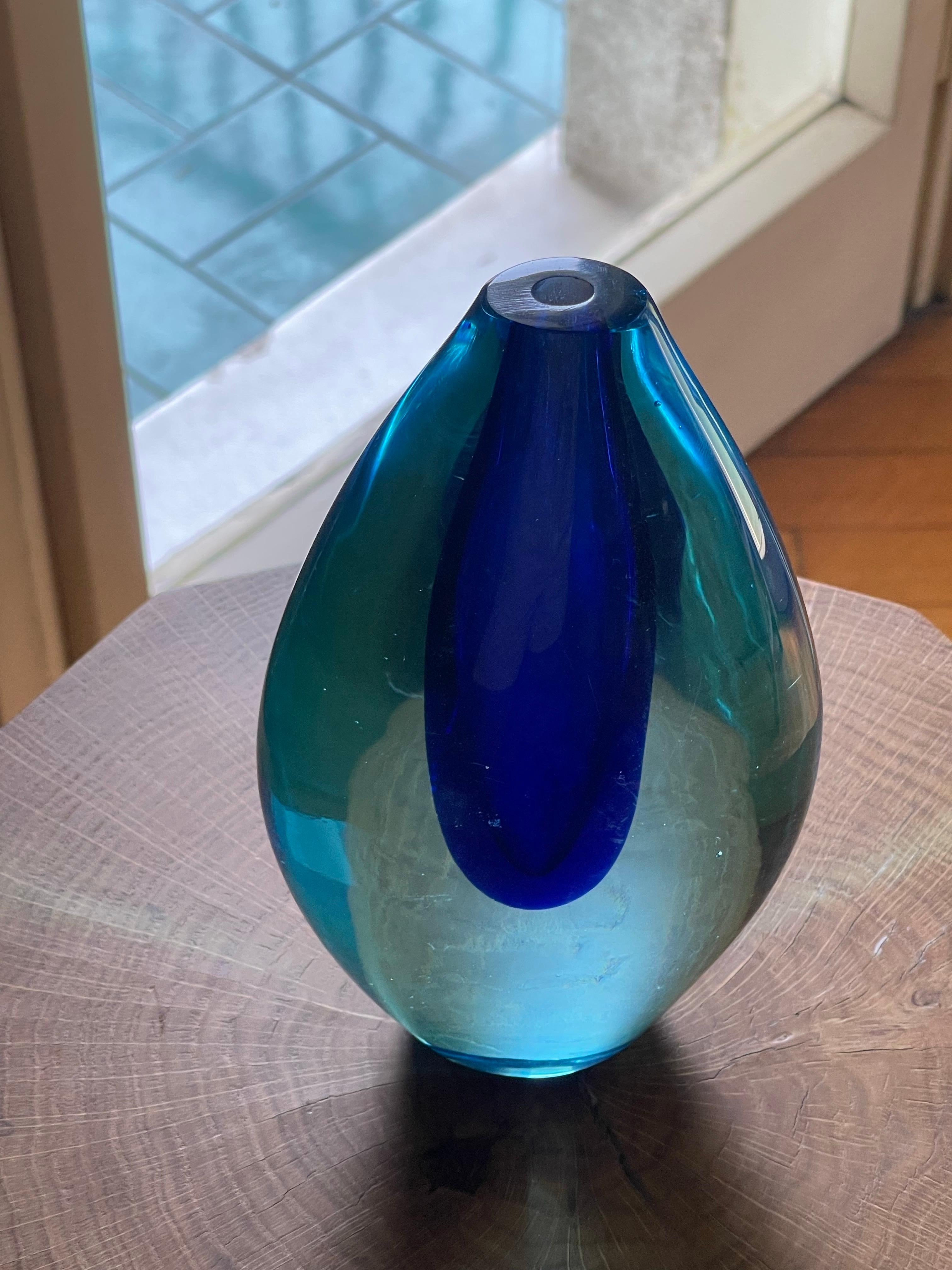 Jarrón Sommerso azul de Flavio Poli para Seguso en venta 1