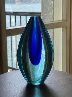 Vase Sommerso bleu de Flavio Poli pour Seguso