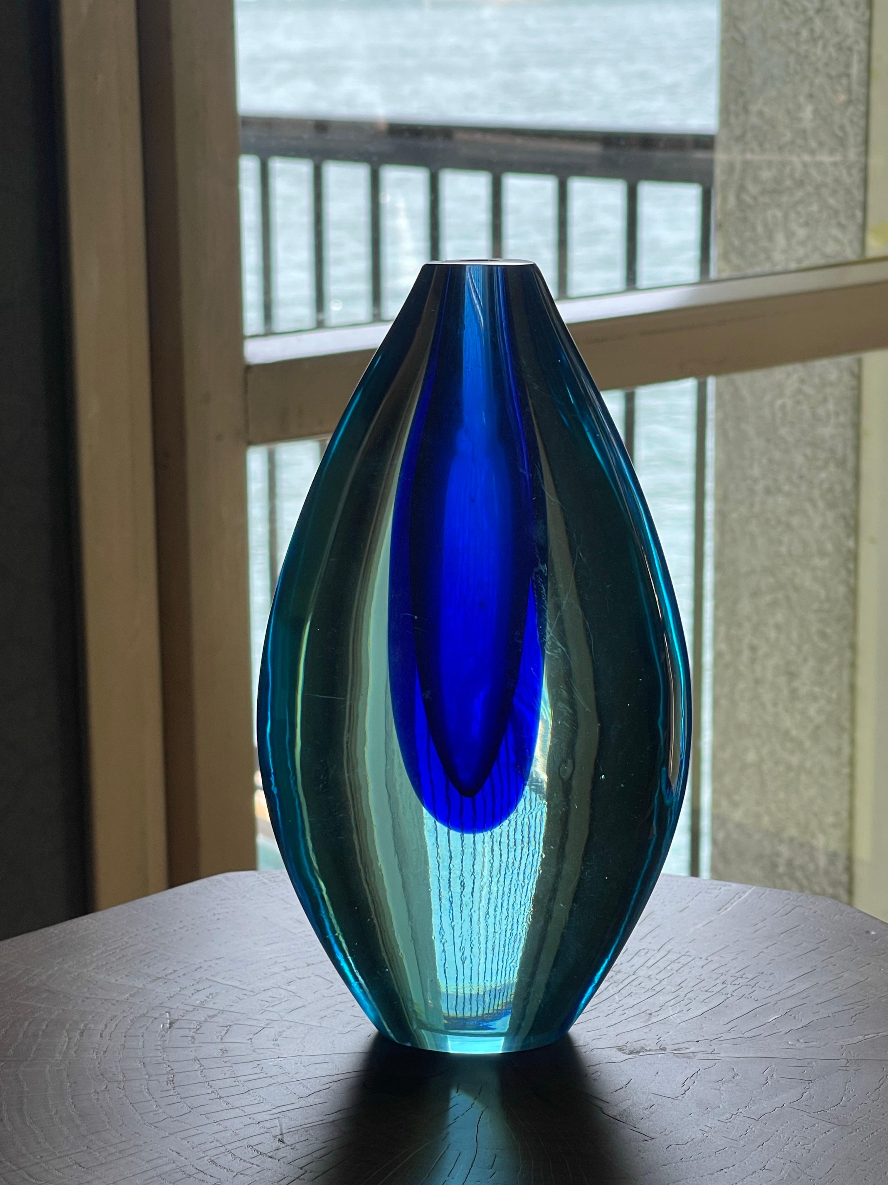 Jarrón Sommerso azul de Flavio Poli para Seguso en venta 5