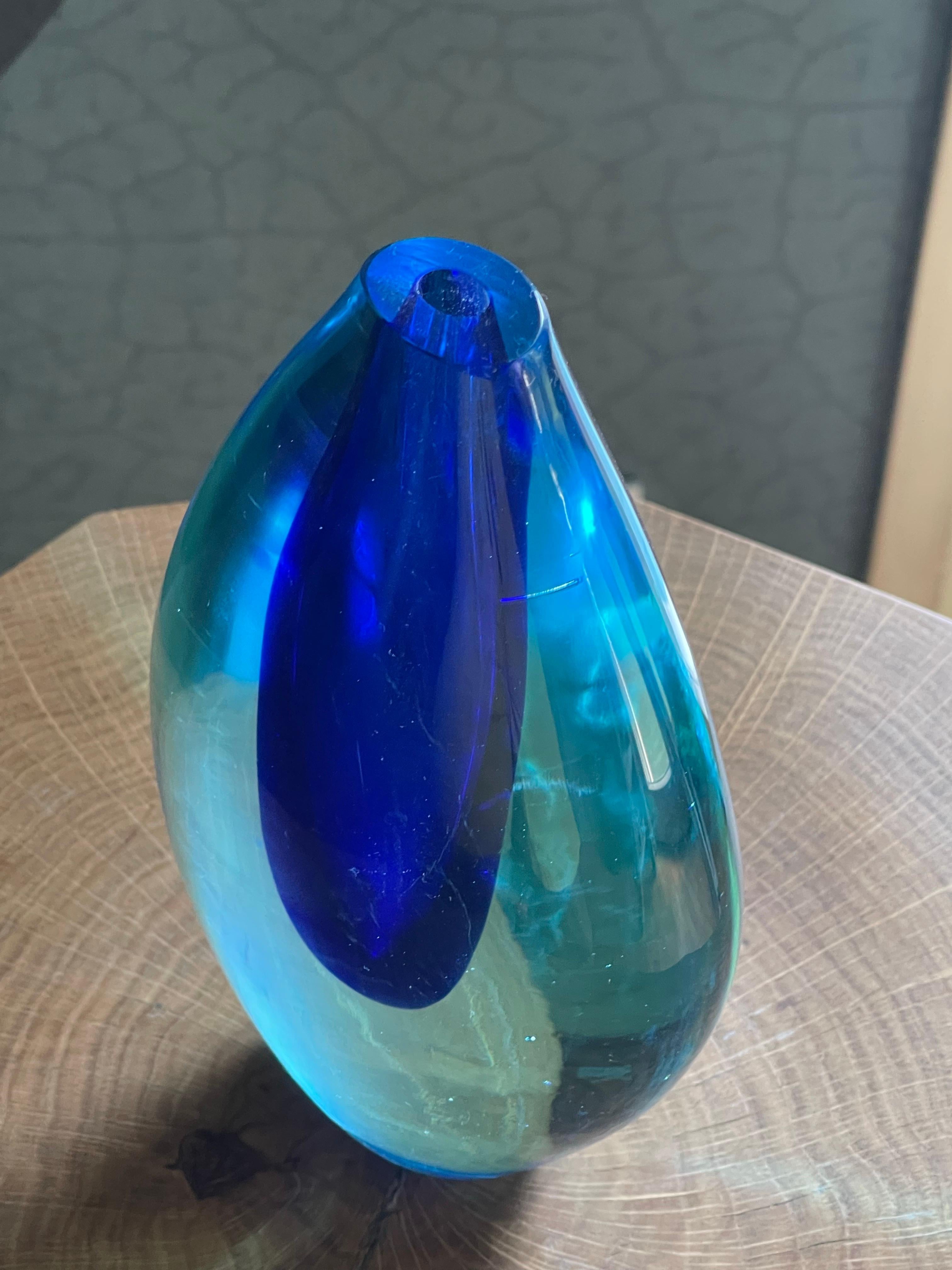 Jarrón Sommerso azul de Flavio Poli para Seguso en venta 6
