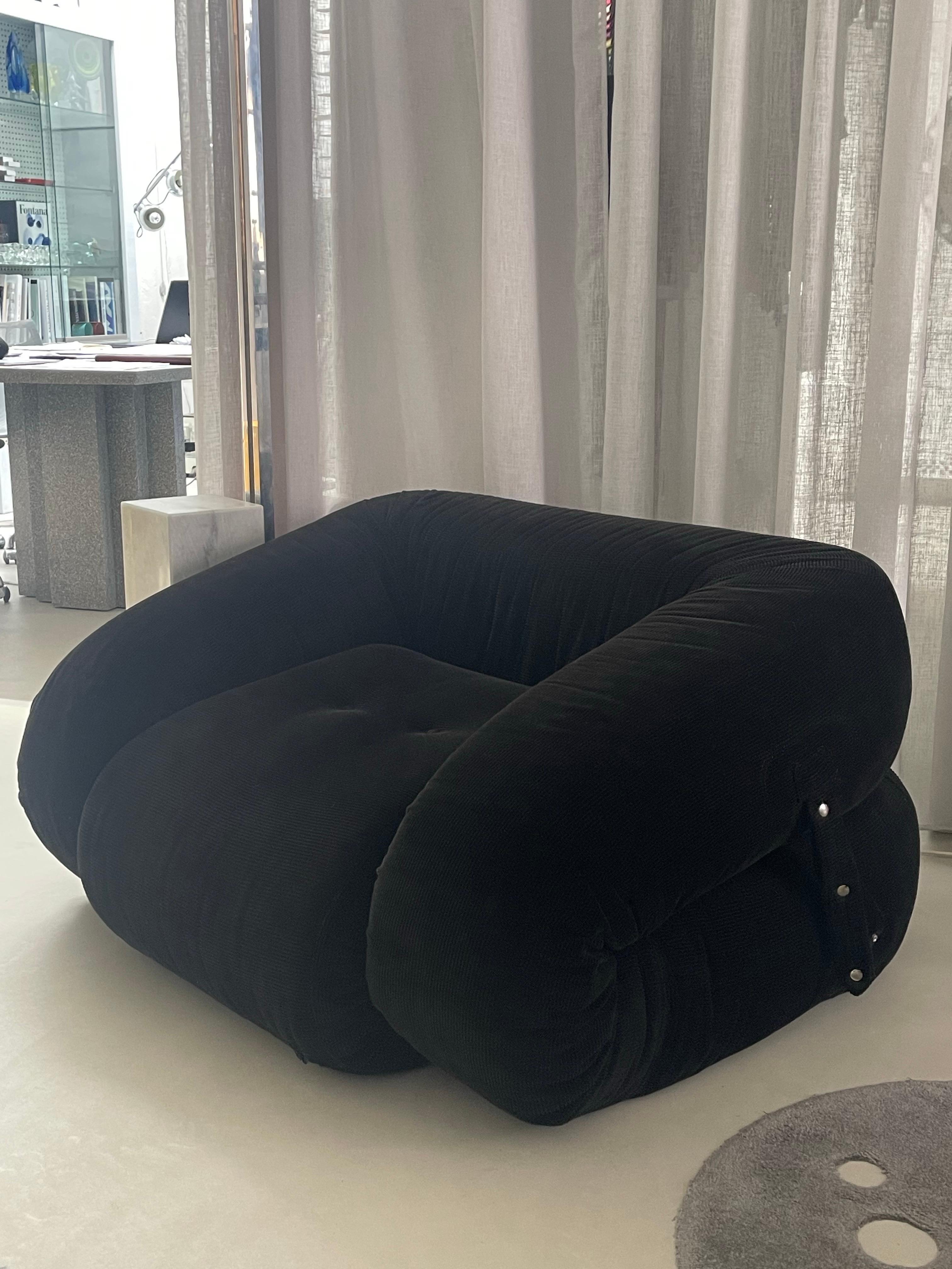 Sammlerstücke Anfibio-Sofabett, schwarzes Samt-Loungesessel, Italienisches Space Age im Angebot 6