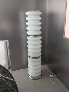 Vintage Space Age Murano floor lamp by Carlo Nason for Mazzega, opaline glass