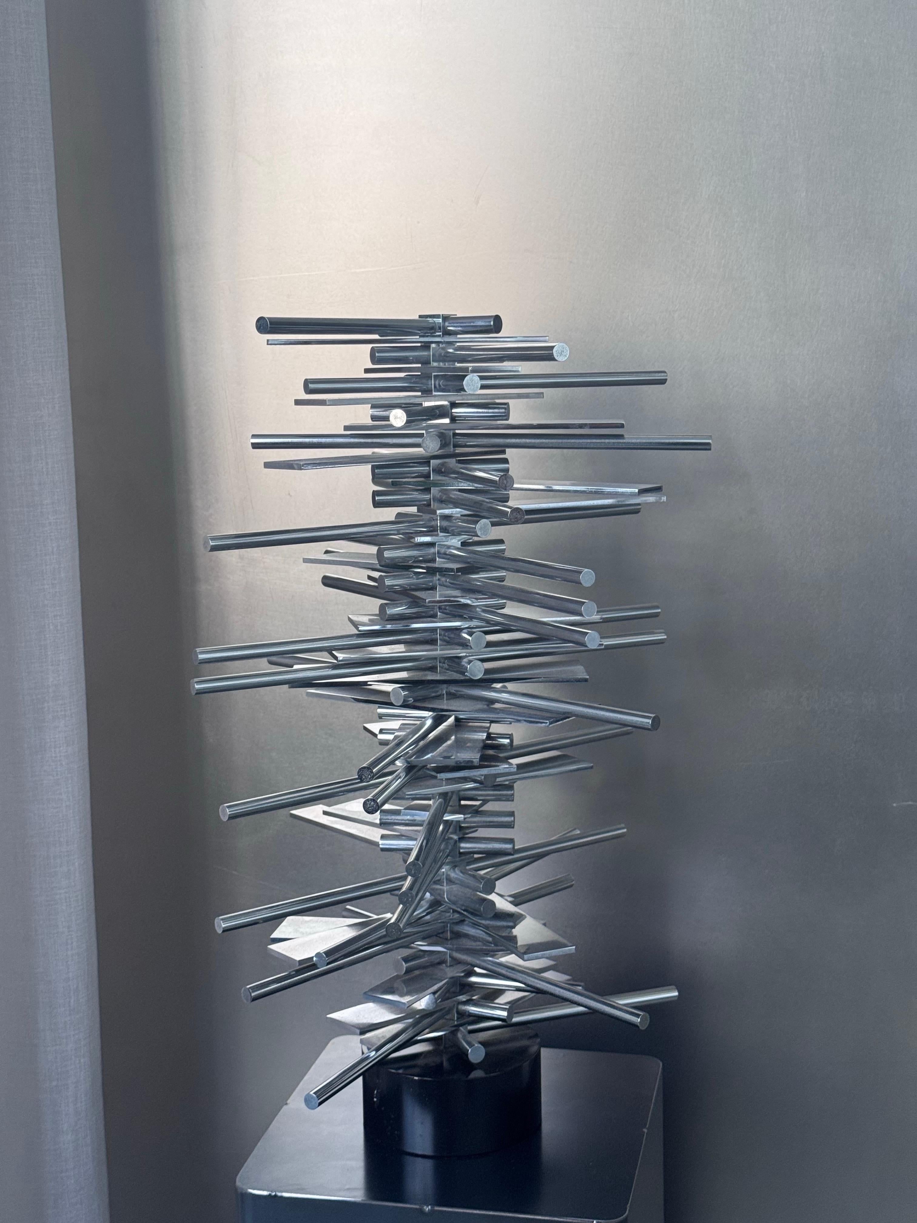 Grande sculpture en métal chromé de Giuseppe Minoretti, minimaliste et rationaliste