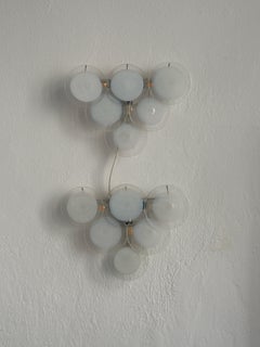Rare Set of Two Murano Glass Sconces and One Pendant Chandelier by Gino Vistosi