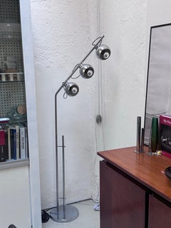 Vintage Space Age Floor Lamp in Chromed Metal With Magnetic Lights by Reggiani