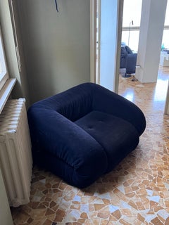 The Collective Anfibio Sofa Bed, black velvet lounge chair, Italian Space Age