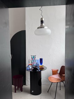 Late 20th Century Space Age Chandelier in Steel&Opaline Glass