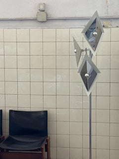 Mid-Century Decorative Floor Lamp in Chromed Metal with Diamond Shaped Shades