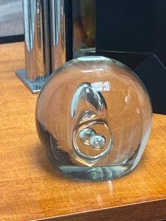 20th Century Murano Glass Paperweight with Included Bubble, Desk Decorative
