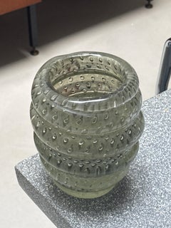 20th Century Heavy Murano vase by Barbini, green/grey, collectible Italian piece