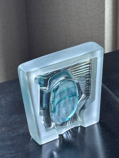 20th Century Sculpture, Ashtray Tray, Engraved Profile frosted glass