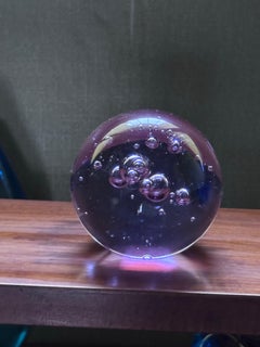Vintage Purple Murano Glass Sculpture/Paperweight, Ball with Included Bubbles
