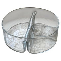 Bandeja de Valet Vintage Italian "Membrana" de cristal de Murano transparente de Toni Zuccheri