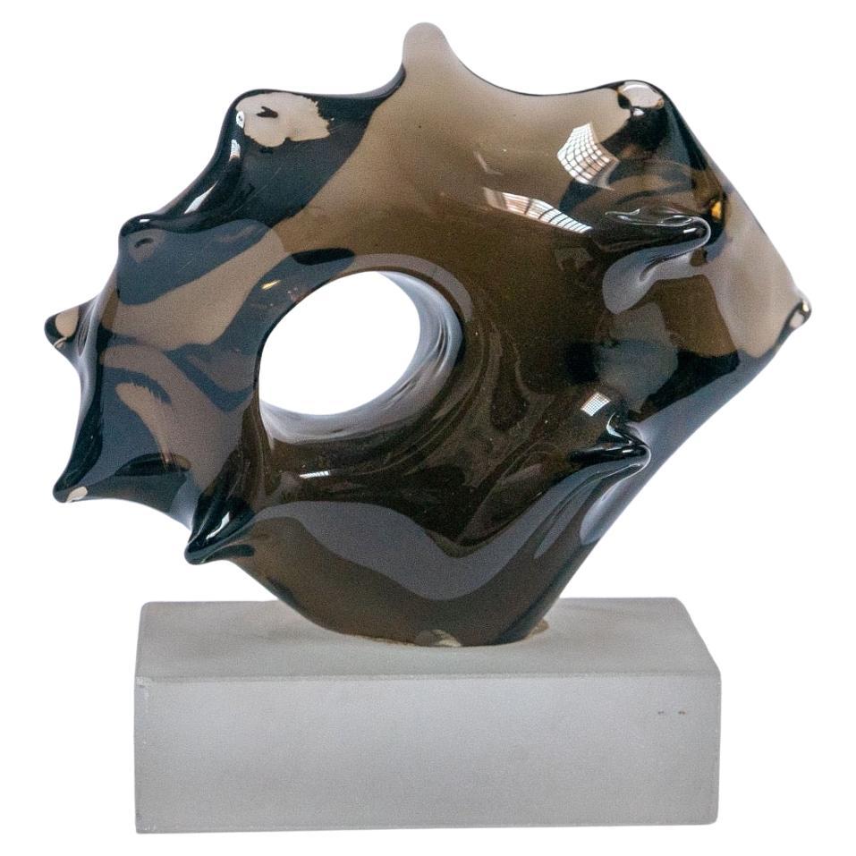 Scultura astratta in vetro di Murano Vintage Italian Glass in nero - Modern-Decor
