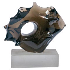 Escultura abstracta vintage italiana de cristal de Murano en Negro - Arte Moderno Decorativo