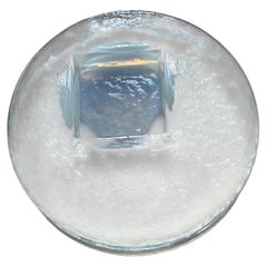 Vintage Mid-Century Murano Glass Ashtray in Frosted Glass with Blue Accents