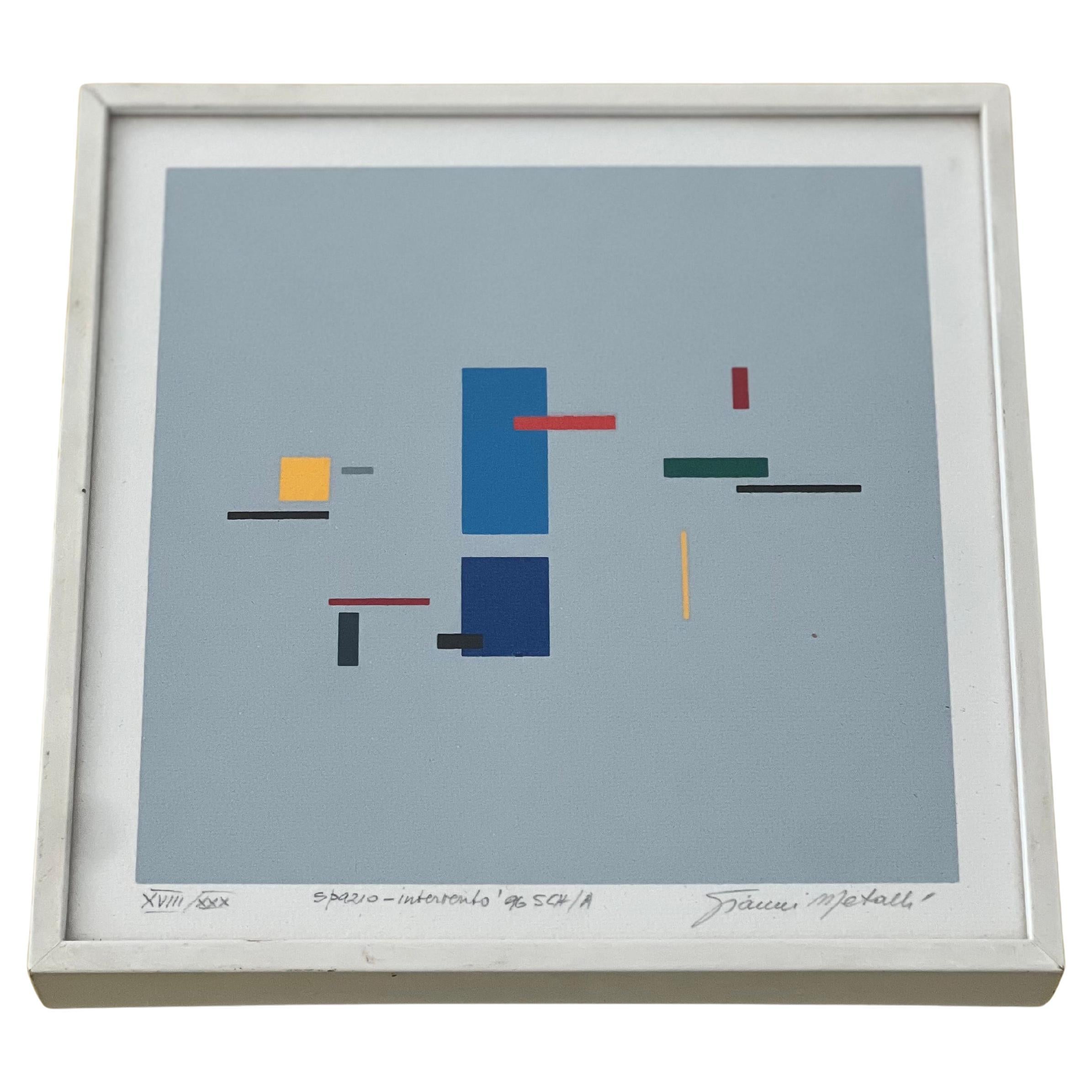 Abstract painting by Gianni Metalli, rationalist art acrylic on paper