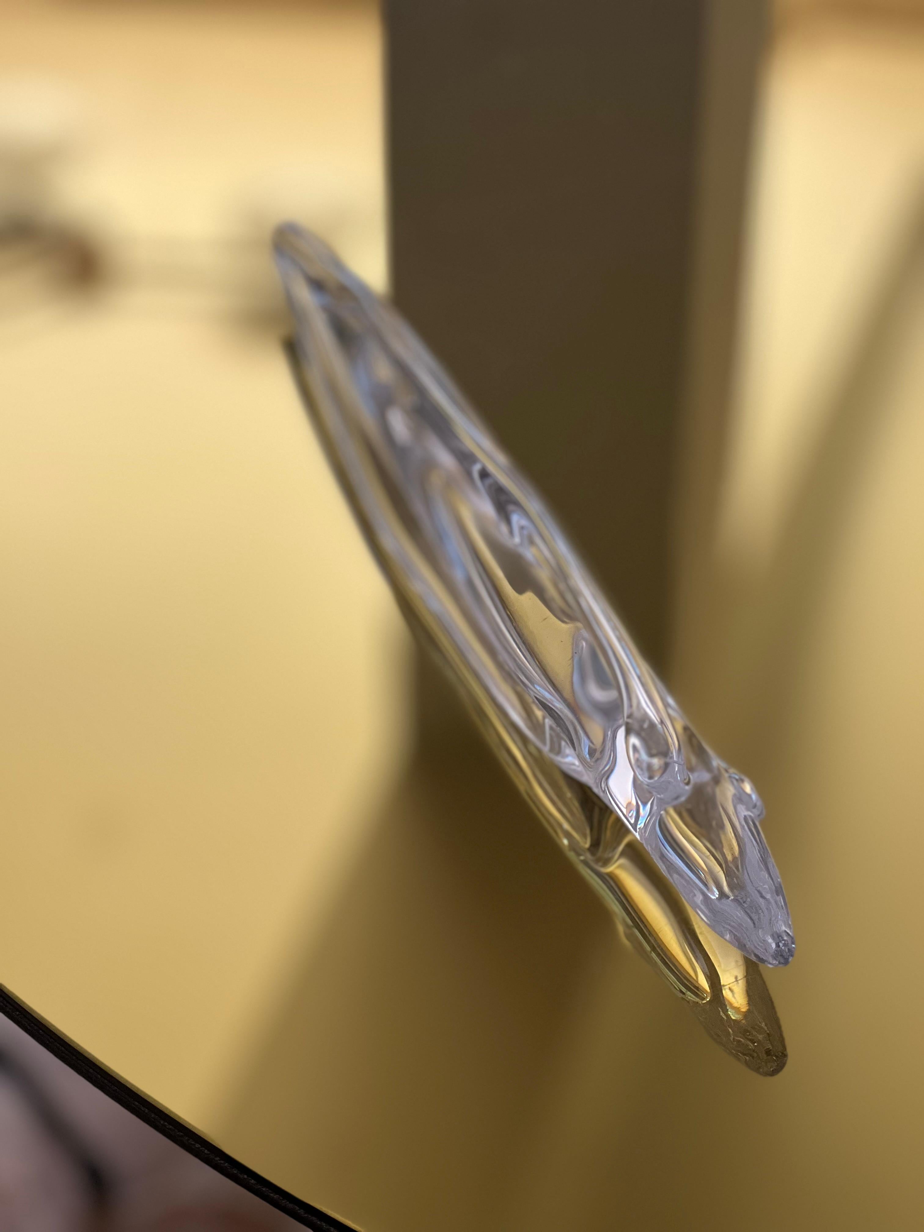 Metà XX secolo Fermacarte decorativo in vetro trasparente di Murano, accessorio sottile da scrivania in vendita