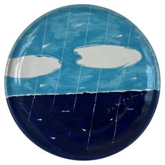 Rara Bandeja grande de cerámica -plato pieza central Cerámica pintada a mano Mario Schifano