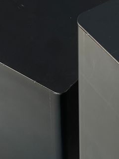 Stand/Coffee table for Sculpture/Vase in Burned Metal by Spinzi Milano, cubic