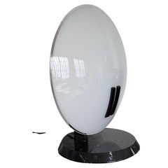 Bruno Gecchelin Vintage Table Lamp, Glass & Marble, 1980s Minimalist