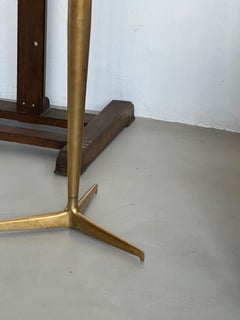 Vintage Italian midcentury end table thick glass top by Giuseppe Ostuni