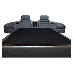 Mid-century rare Space Age Bed with Built-In Mirrored Side Tables and Speaker