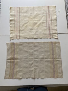 Griechische Vintage-Handtücher aus Leinen aus den 1950er Jahren, handgefertigt, beige, rot und pflaumenfarben gestreift, für die Küche