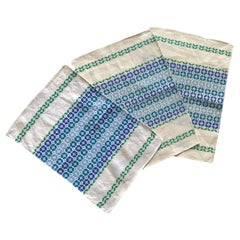 Lot (3) 1970s Greek Vintage Handmade Cotton Floral Pattern Napkins Towels