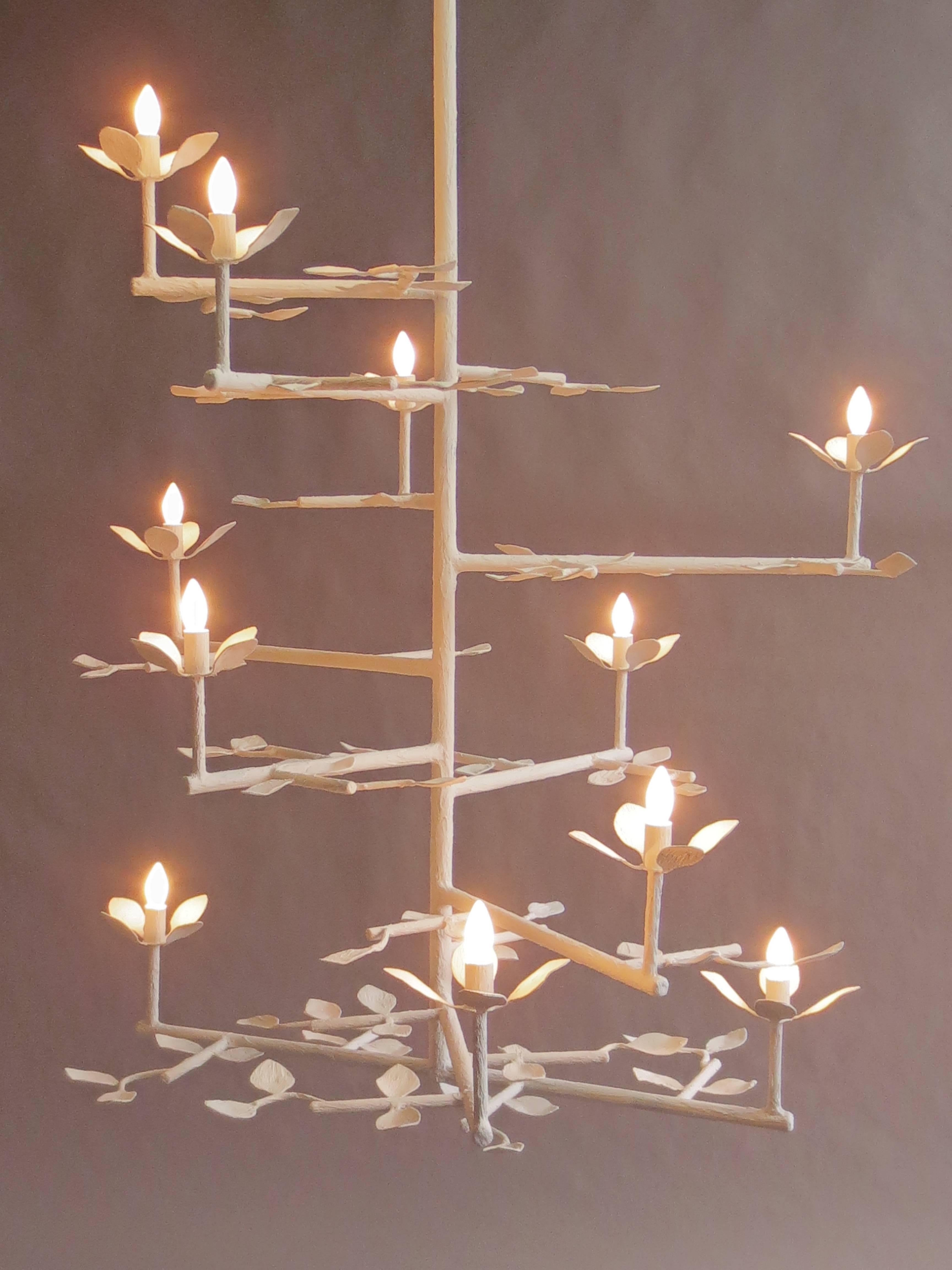 Metal Four Leaf Cluster Chandelier with White Finish For Sale