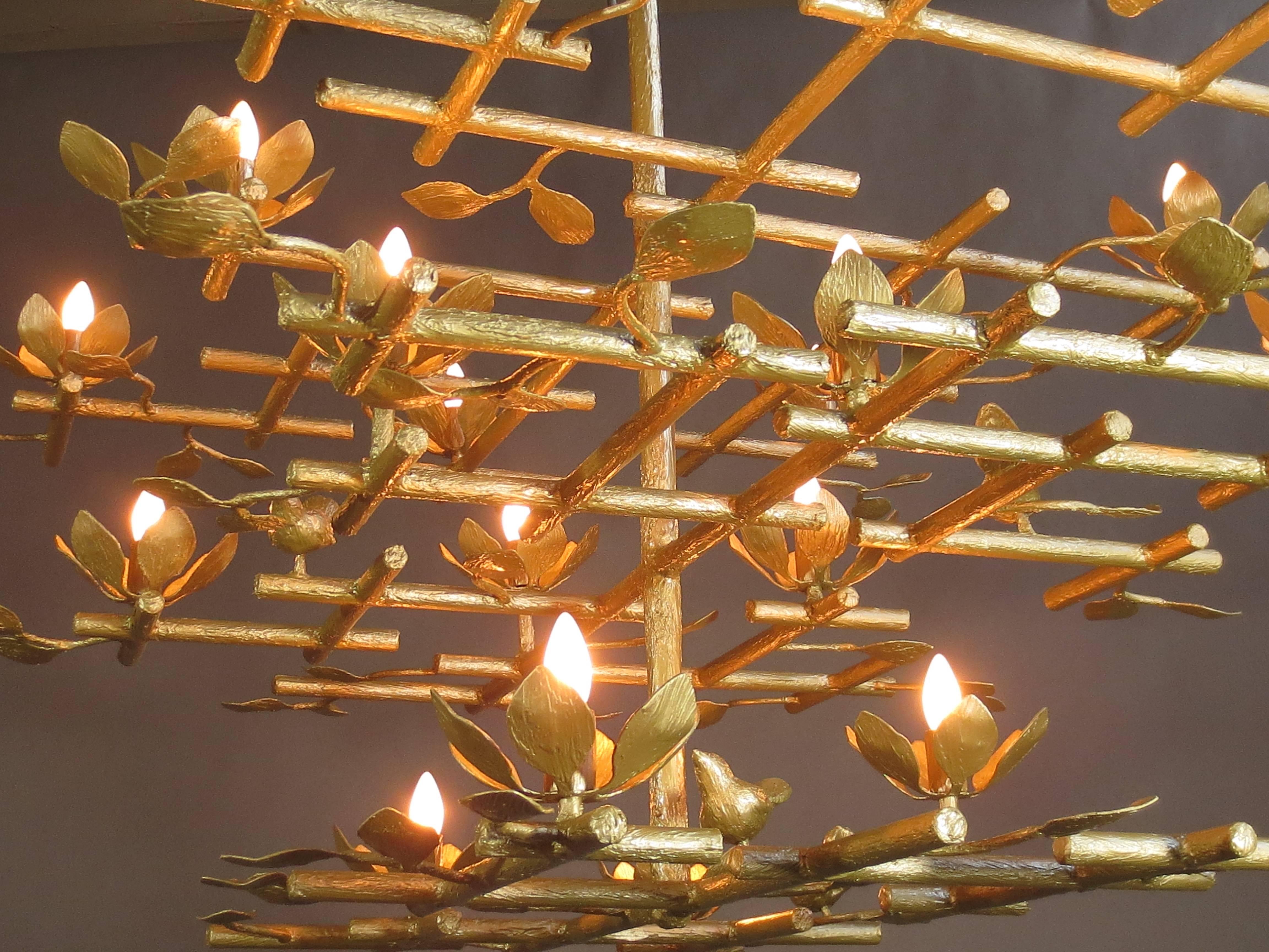 Contemporary Garden Chandelier with Gold Finish For Sale