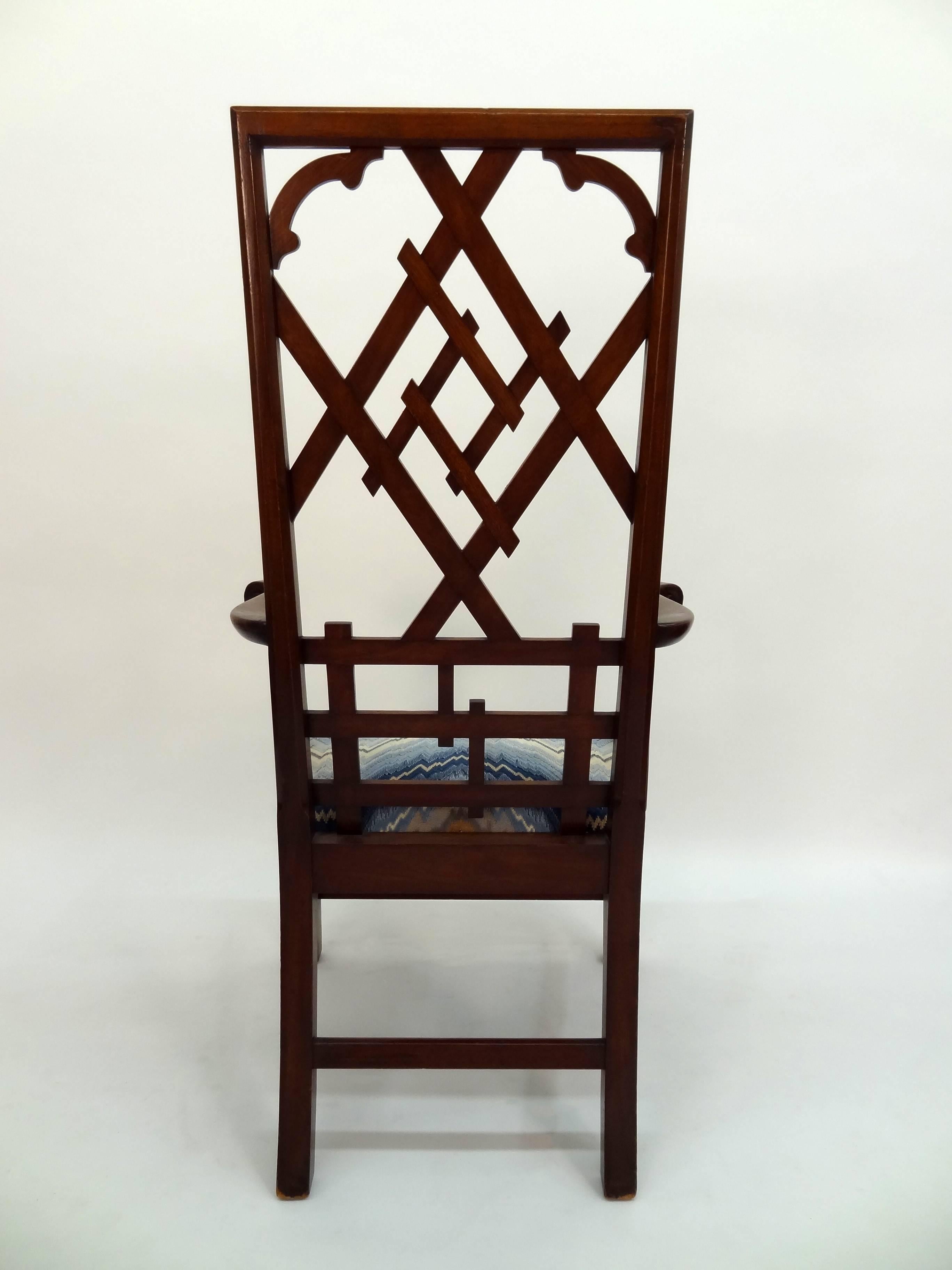 Contemporary Chippendale Style Fretwork High Back Chair For Sale