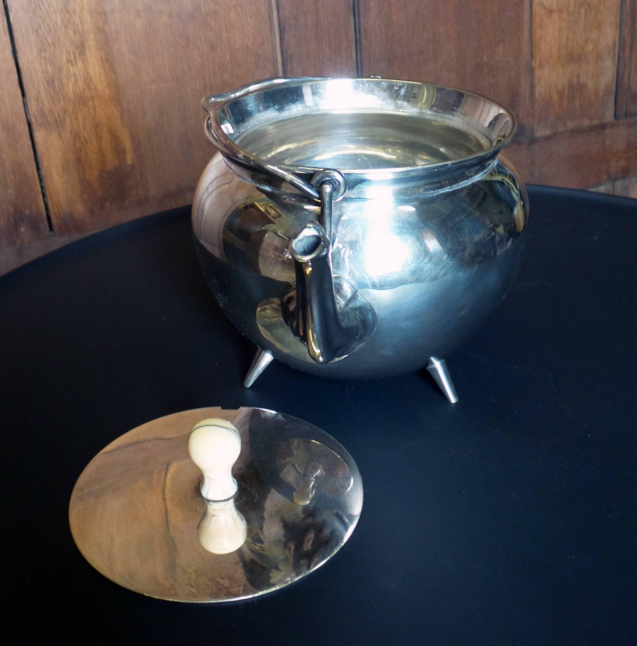 Silver Plated Tea-Pot with Cover and Bone Finial For Sale 2