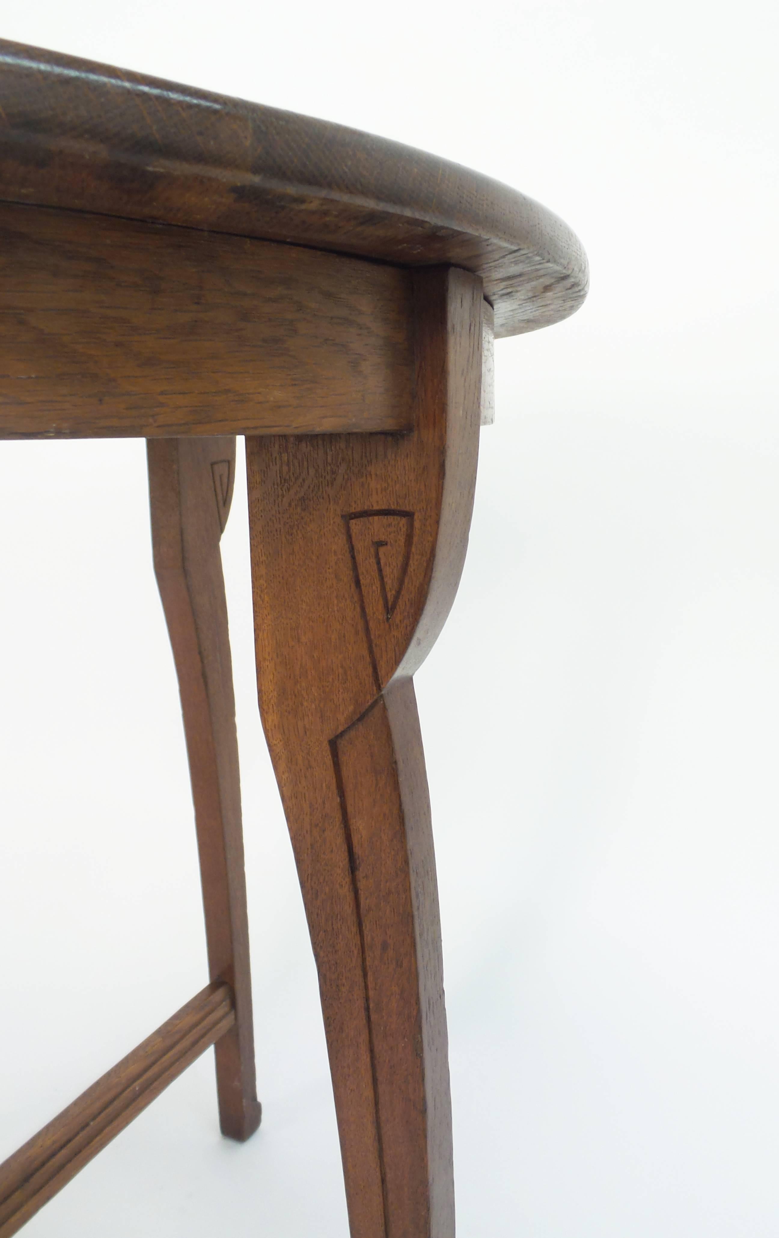 German Oak Side Table Attributed to Van de Velde For Sale