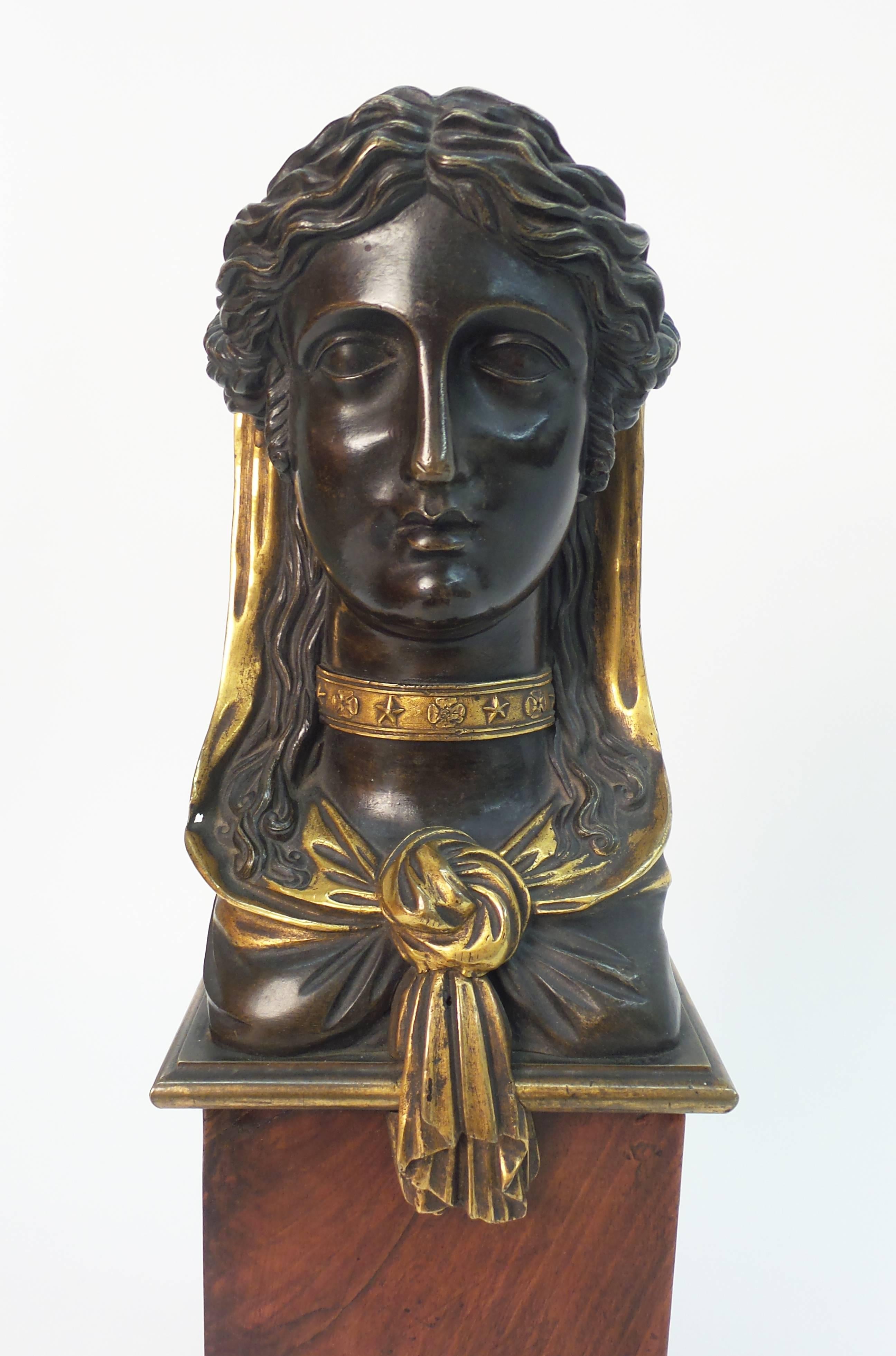 Empire Gilt and Patinated Bronze Sculpture For Sale 4