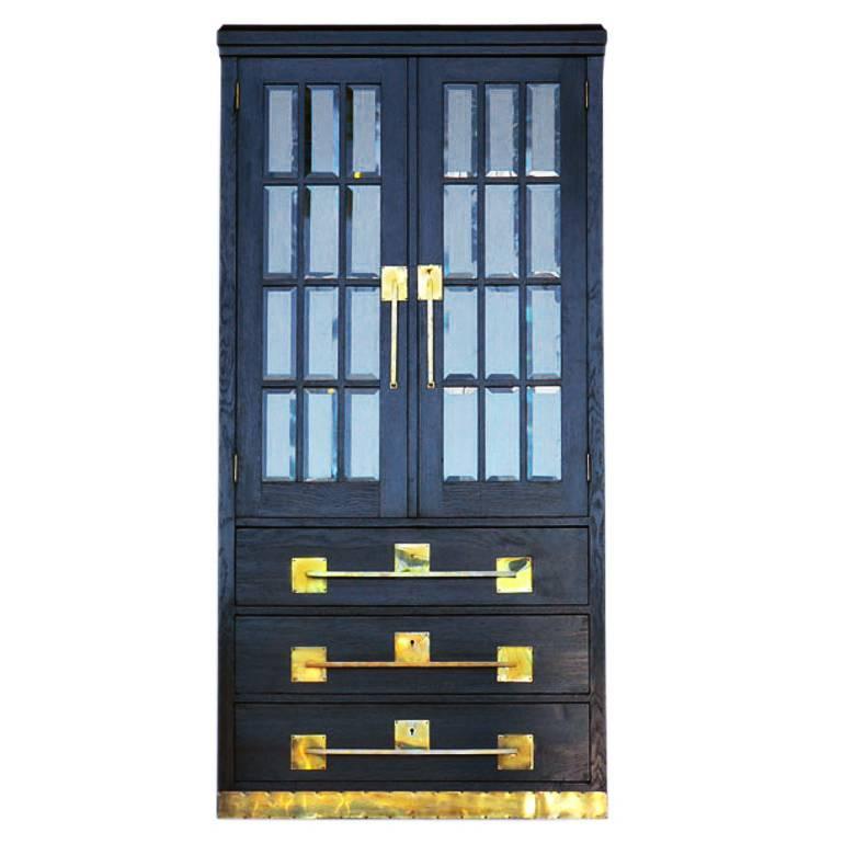 20th Century German Jugendstil Glass Door Cabinet For Sale