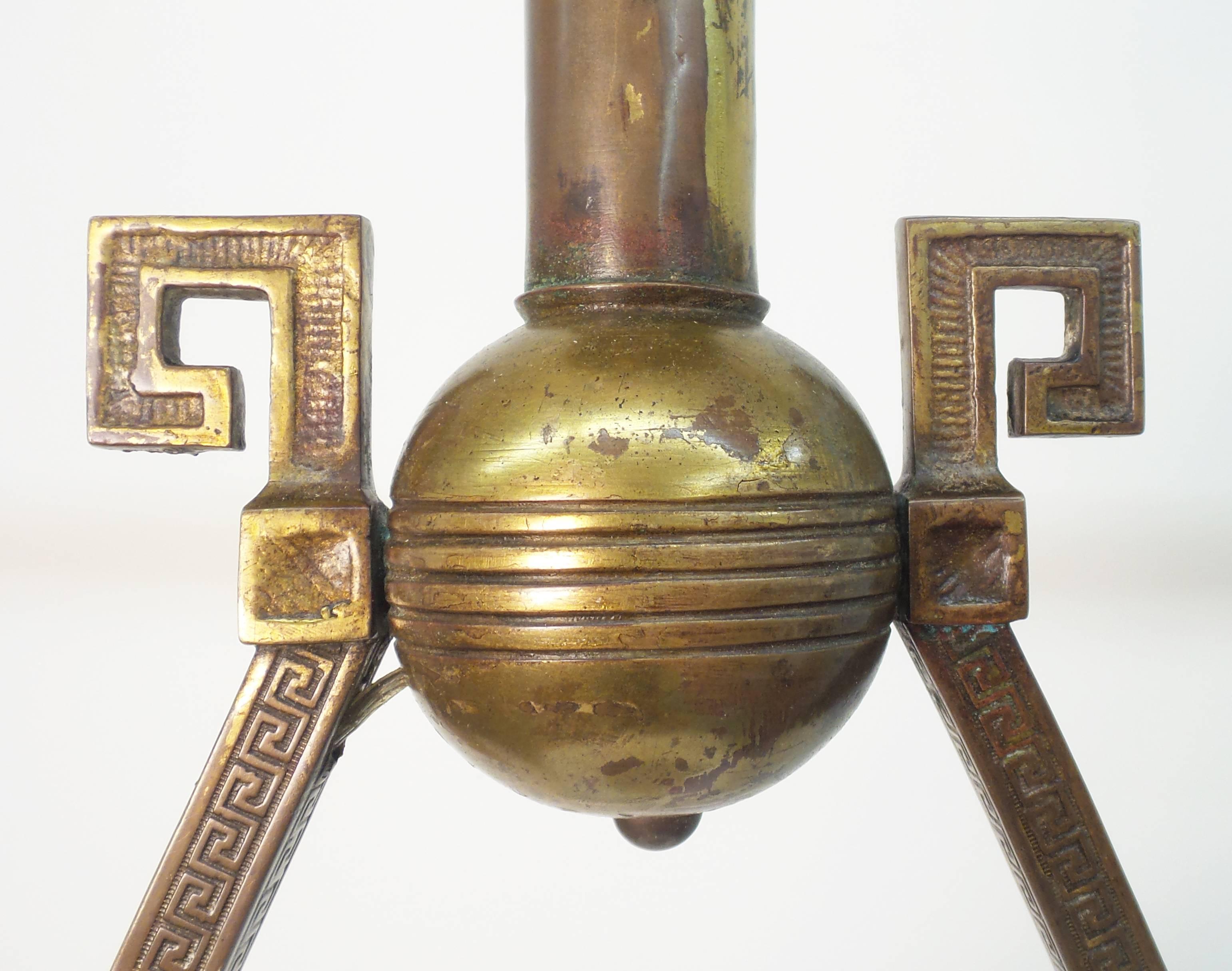 Brass Aesthetic Period Oil Lamp For Sale