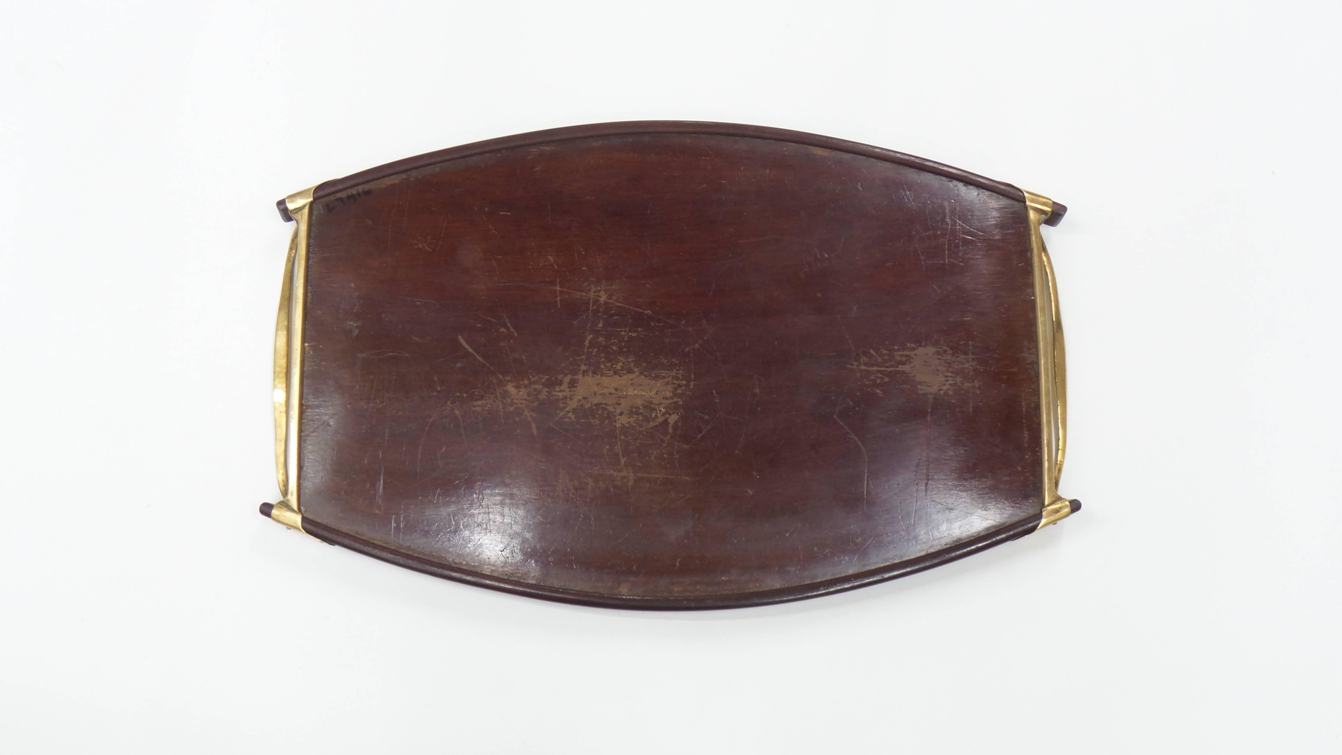 Austrian Brass and Rosewood Inlay Tray by Erhard & Sohne