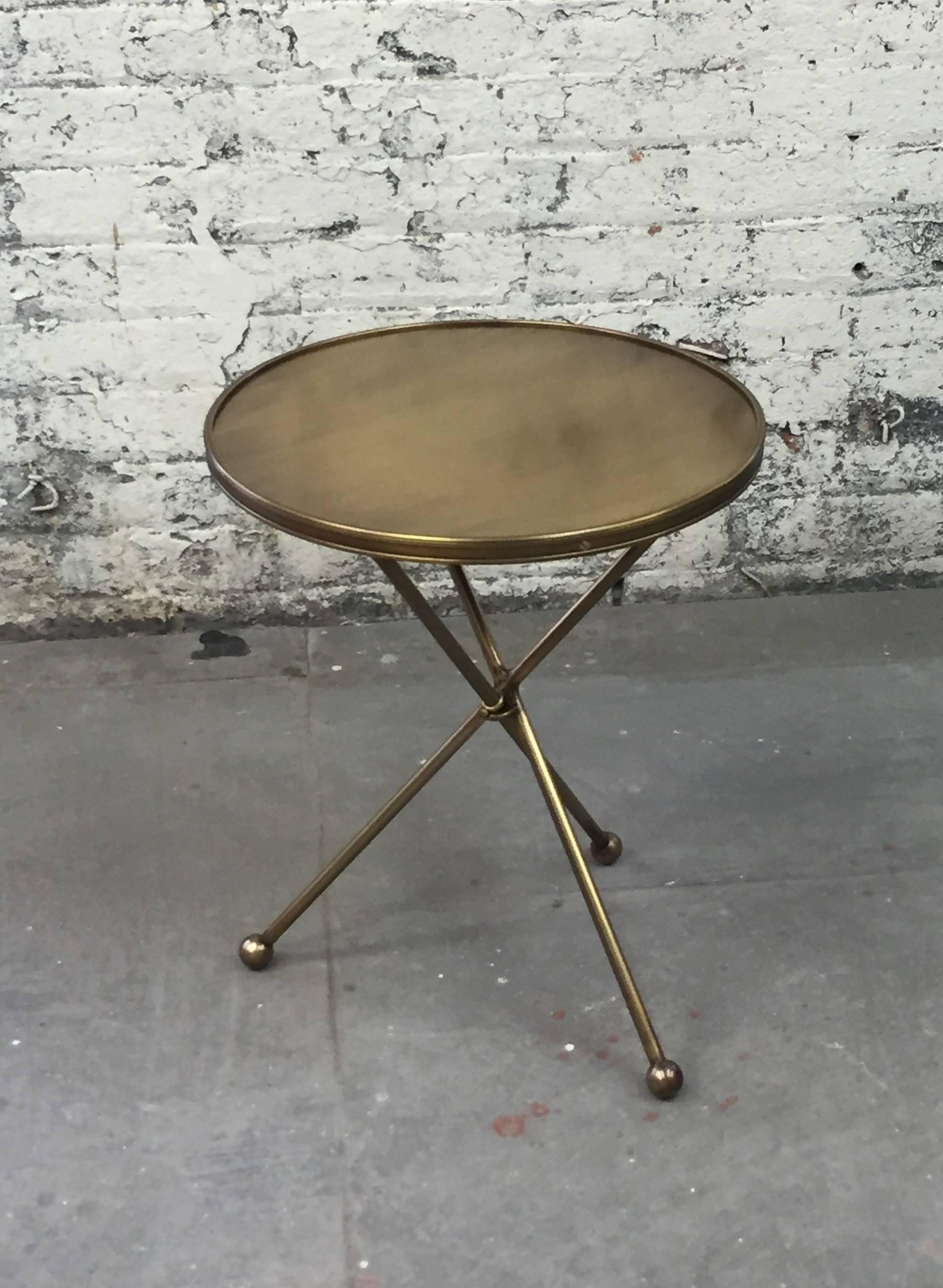 Folding Brass Side Table For Sale 2