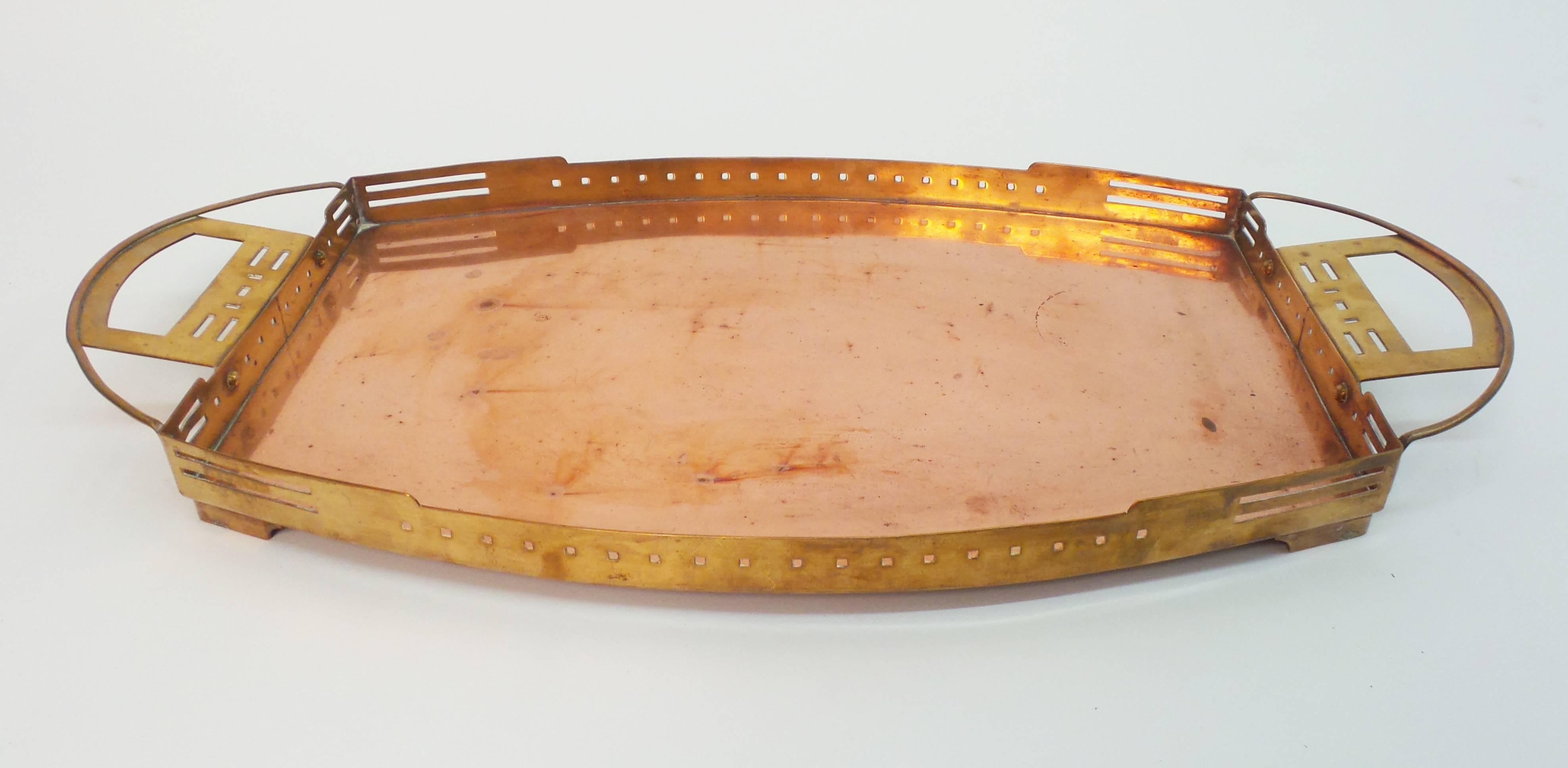 Brass and Copper Tray in the manner of Serrurier-Bovy For Sale 2