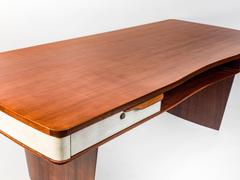 Large Mahogany and Parchment Modernist Desk