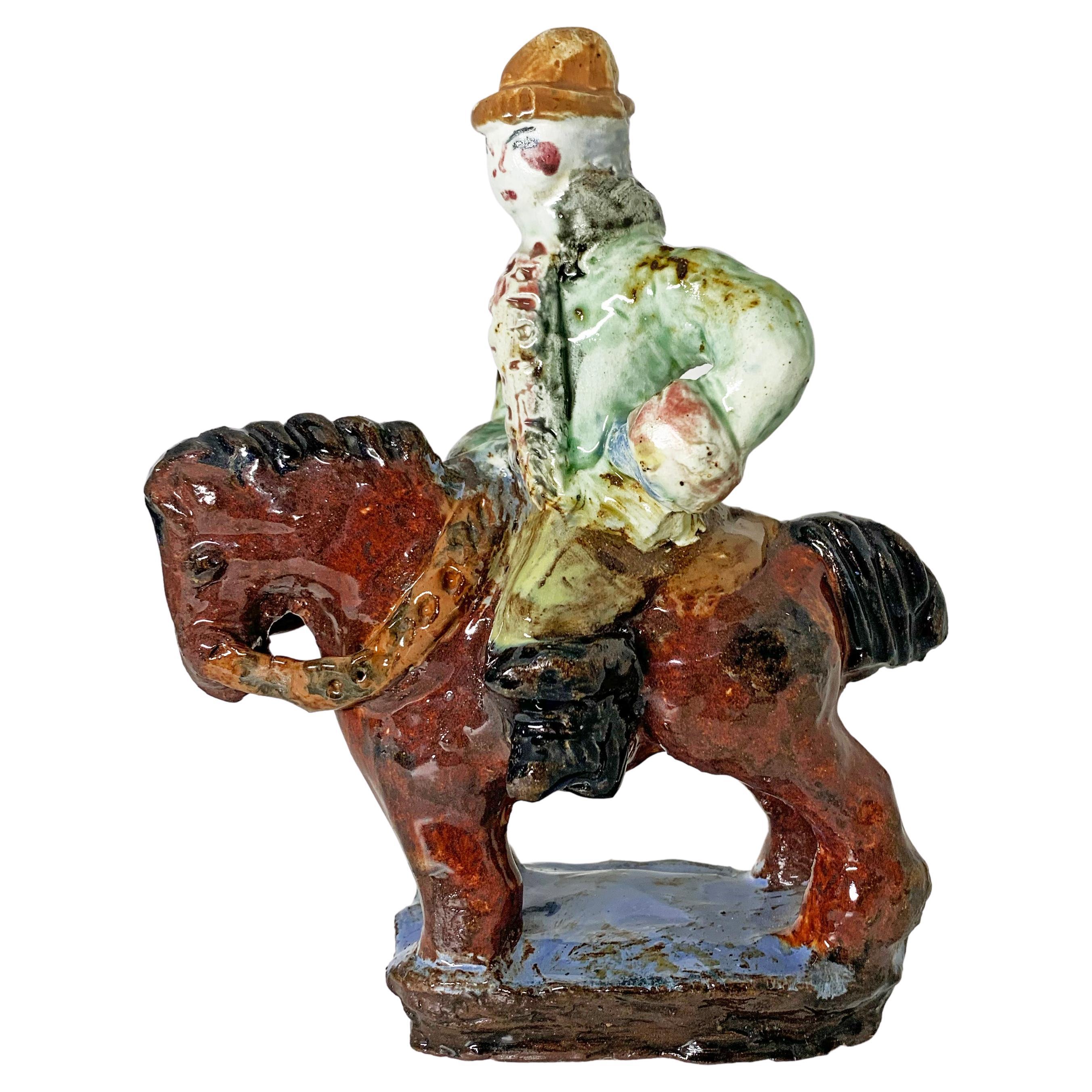 Weiner Werkstätte - "Man on Horseback" Ceramic Sculpture by Reni Schaschi 