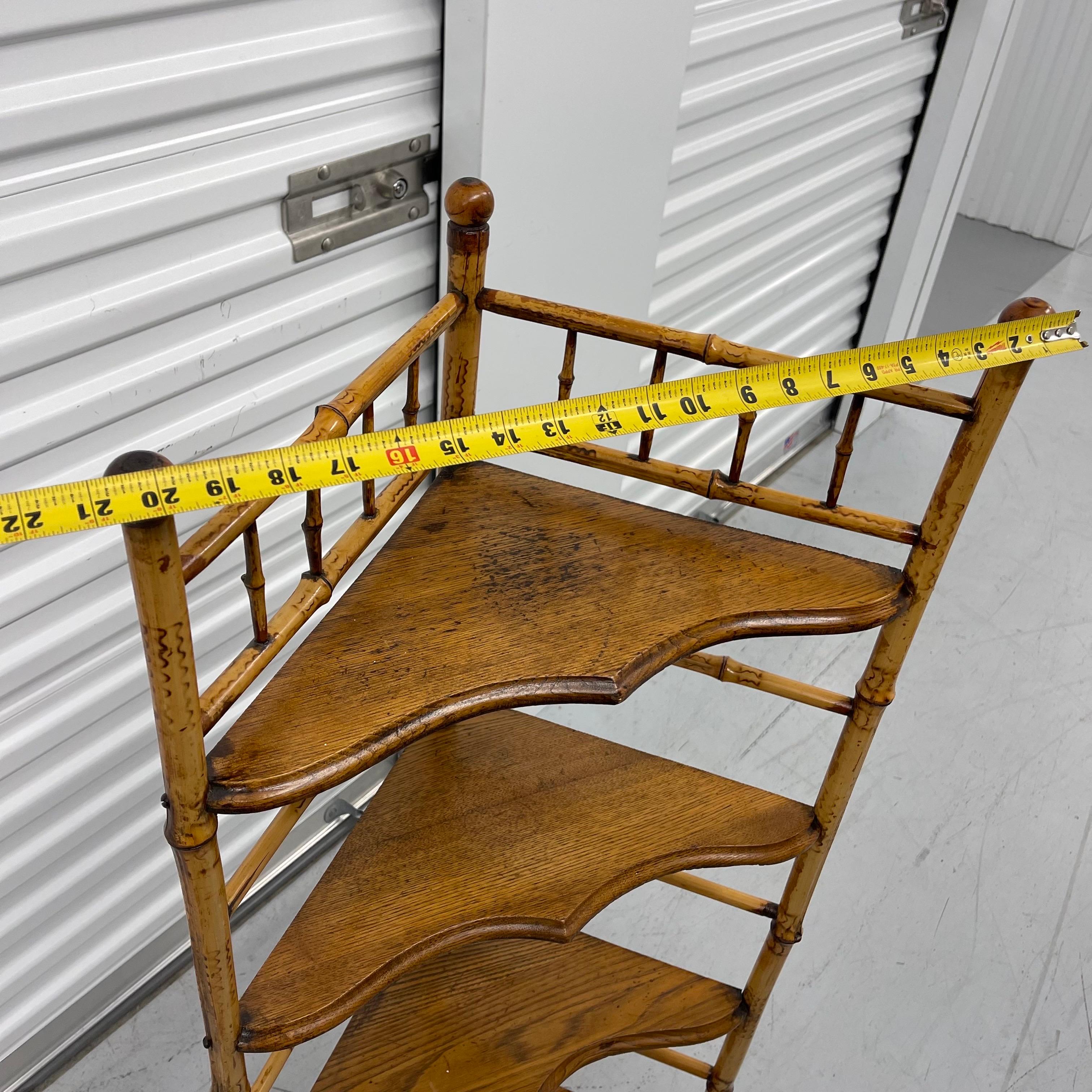 Victorian Aesthetic Movement Burnt Bamboo Corner Shelf 6