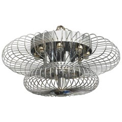 Retro Stainless Steel Ceiling Fixture with Two Tiers of Coil Detailing