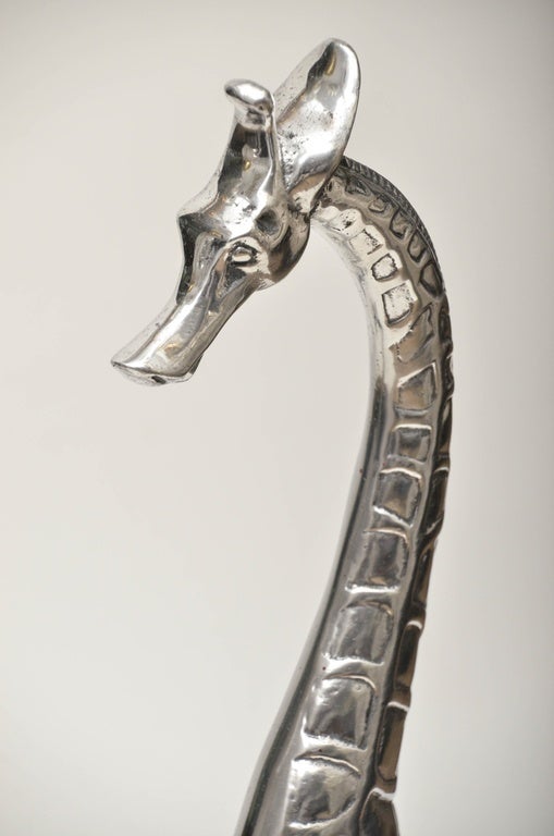 Pair of Aluminum Giraffe Andirons by Arthur Court 1