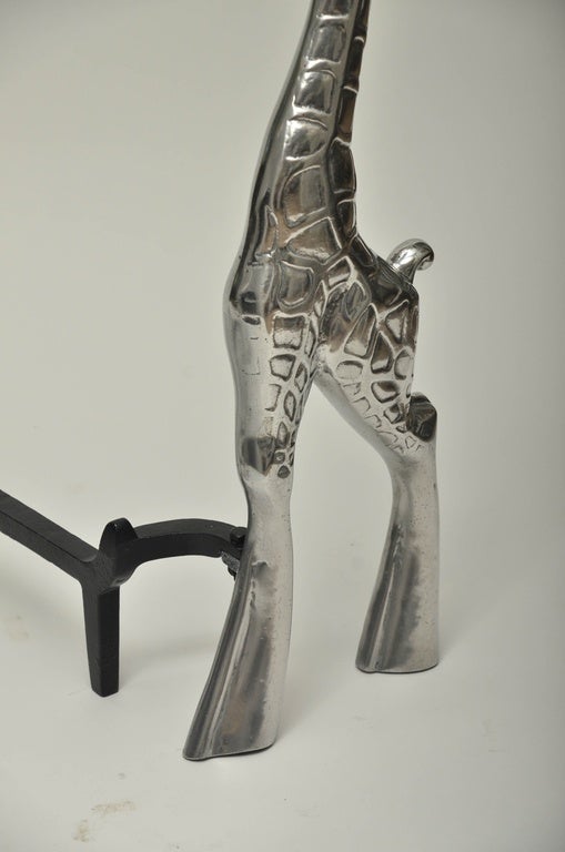 Pair of Aluminum Giraffe Andirons by Arthur Court 3