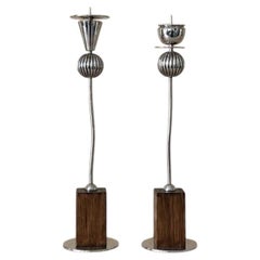 Pair of Postmodern Candlesticks by Delo Lindo for Algorithme, France, 1990s