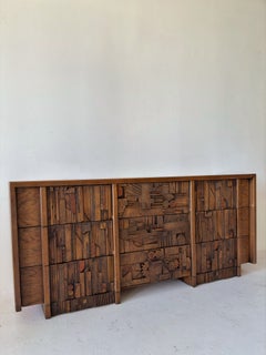 Lane "Pueblo" brutalist vintage lowboy dresser credenza (1970s)